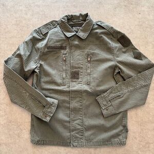 Alpha Industries French Military Field Jacket, faded green herringbone, men's M